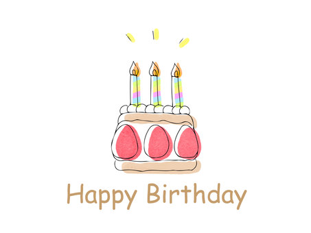 Hand-painted cute cake birthday card Hand-painted cute cake birthday card