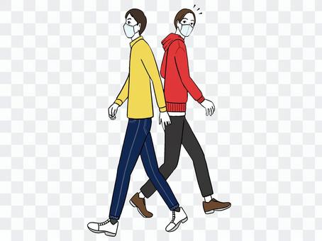 Two people passing each other_mask Two people passing each other_mask