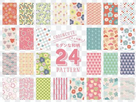 Adults cute modern Japanese pattern 24 patterns Adults cute modern Japanese pattern 24 patterns