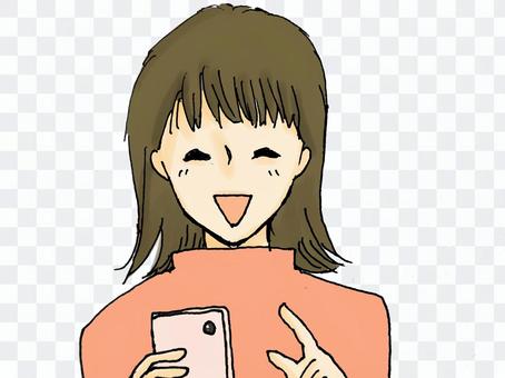 Women who touch smartphone Women who touch smartphone