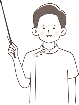 Male chiropractor pointing stick right hand Male chiropractor pointing stick right hand