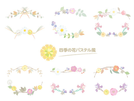 Flowers of the four seasons_decorative frame pastel style 02 Flowers of the four seasons_decorative frame pastel style 02