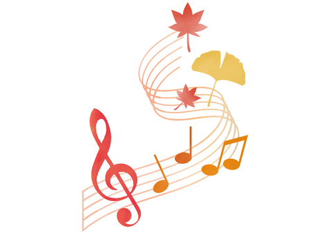 Musical notes and autumn cut illustrations Musical notes and autumn cut illustrations