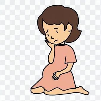 A worried pregnant woman A worried pregnant woman