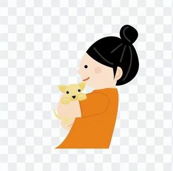 A woman holding a dog A woman holding a dog