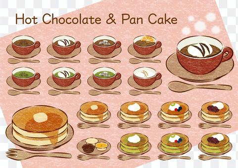Hot chocolate and pancakes Hot chocolate and pancakes