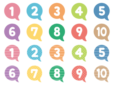 Number set with crayon-style speech bubble Number set with crayon-style speech bubble
