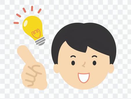 アイデア 指差し 電球 男の子 アイデア 指差し 電球 男の子