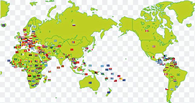 Flags and map of the world Flags and map of the world