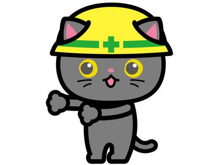 A black cat wearing a helmet to guide A black cat wearing a helmet to guide