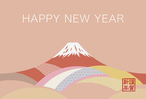 Grayish Mt. Fuji New Year's card template Grayish Mt. Fuji New Year's card template
