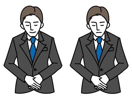 A man in a business suit bowing A man in a business suit bowing