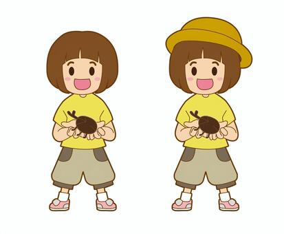 A little girl caught a beetle A little girl caught a beetle