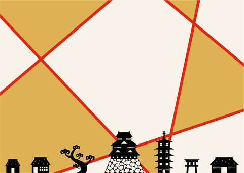Castle town scenery Japanese background Castle town scenery Japanese background