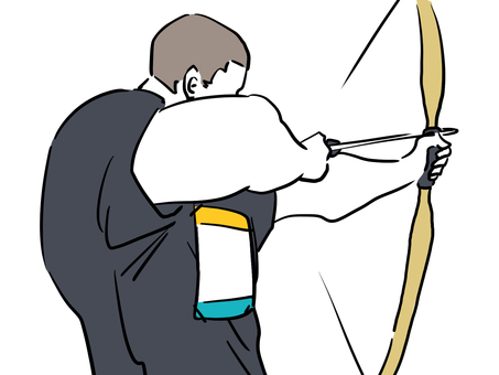 Male player shooting a bow and arrow Male player shooting a bow and arrow