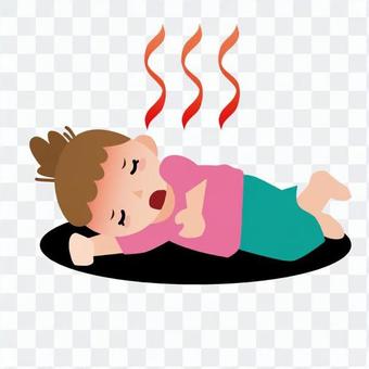 A woman fell of heat stroke A woman fell of heat stroke