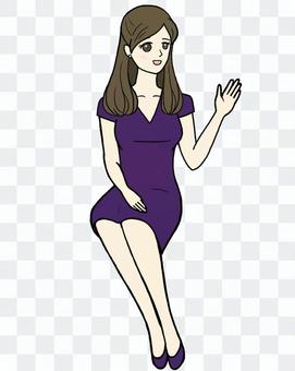 Woman sitting · calling · purple Woman sitting · calling · purple