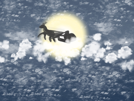 Moonlight Santa and Reindeer Background Postcard Moonlight Santa and Reindeer Background Postcard