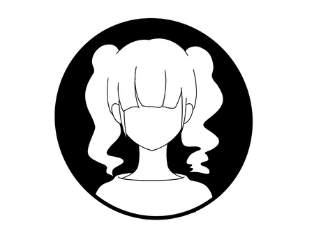 Monochrome icon_female_face_twintail Monochrome icon_female_face_twintail