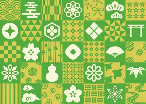 Japanese pattern material green Japanese pattern material green