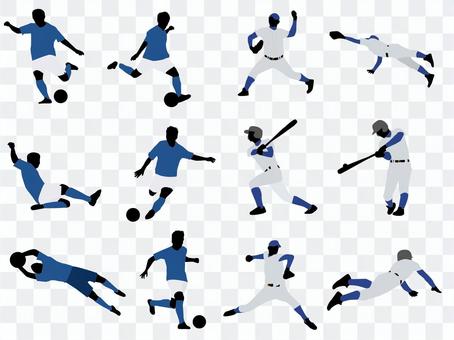 Soccer / baseball silhouette set Soccer / baseball silhouette set