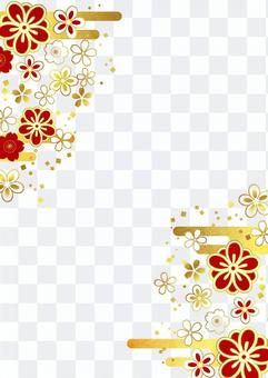 Red Japanese flower and cloud frame vertical transparent ants Red Japanese flower and cloud frame vertical transparent ants