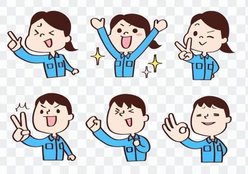 High tension male and female worker illustration set High tension male and female worker illustration set