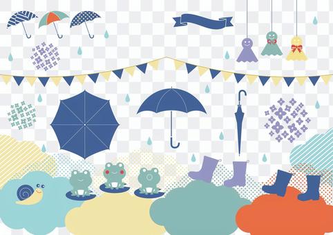 Rainy day illustration material set Rainy day illustration material set