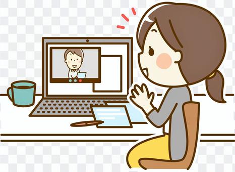 在宅で働く女性_打合せ 在宅で働く女性_打合せ