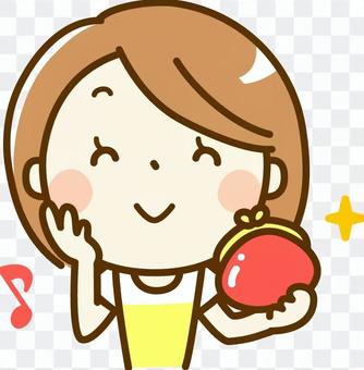 一个女人与你的钱包微笑 一个女人与你的钱包微笑
