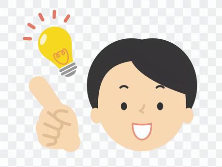 アイデア 指差し 電球 お父さん アイデア 指差し 電球 お父さん