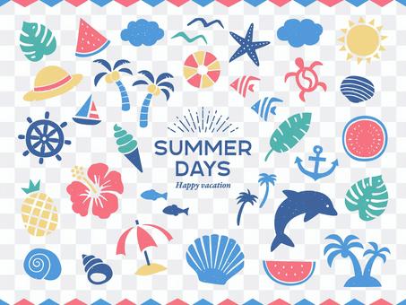 Simple illustration set for summer and tropical countries Simple illustration set for summer and tropical countries
