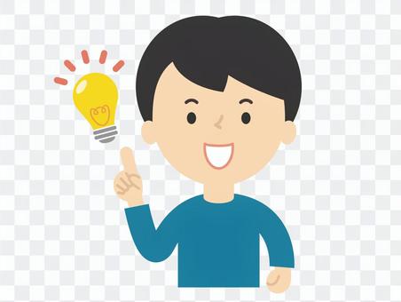 アイデアがひらめく男の子 電球 気づく アイデアがひらめく男の子 電球 気づく