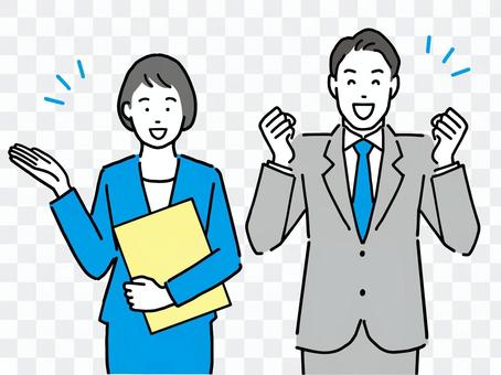 Smiley businessman and business woman Smiley businessman and business woman