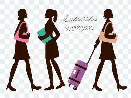 Fashionable female silhouettes walking Fashionable female silhouettes walking