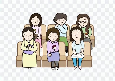 Women waiting for medical care | Waiting room Women waiting for medical care | Waiting room