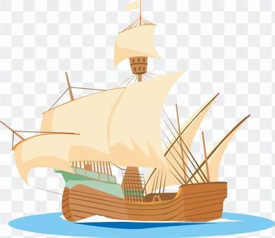 Sailing boat in the age of the voyage Sailing boat in the age of the voyage