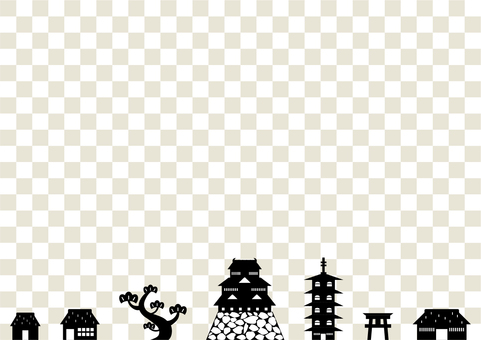 Castle town landscape checkered background Castle town landscape checkered background