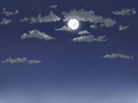 Moonlit night with clouds, full moon Moonlit night with clouds, full moon