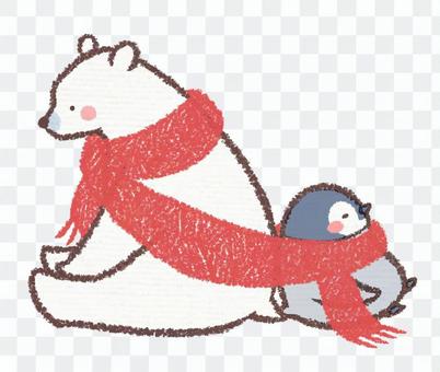 Polar bear and penguin chick muffler Polar bear and penguin chick muffler