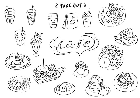 Cafe / coffee shop material collection (black and white) Cafe / coffee shop material collection (black and white)