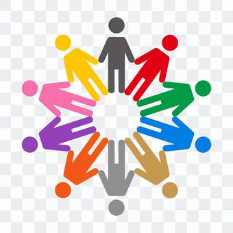 Colorful circle of people Colorful circle of people