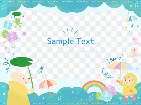 Rainy season bear and girl frame Rainy season bear and girl frame