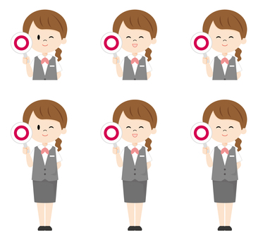 Female receptionist_round mark Female receptionist_round mark