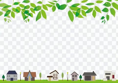 House and fresh green frame House and fresh green frame
