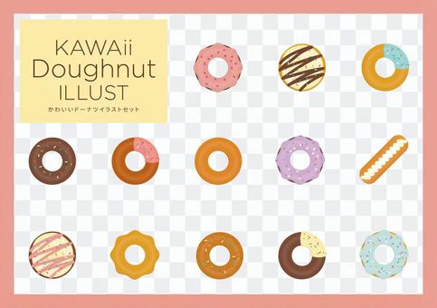 Cute donut illustration set Cute donut illustration set