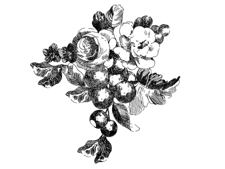 Antique retro line art flowers Antique retro line art flowers