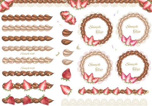 Strawberry and chocolate whipped line frame set Strawberry and chocolate whipped line frame set