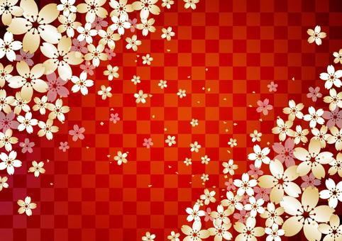 Cherry tree lattice _ red background Cherry tree lattice _ red background