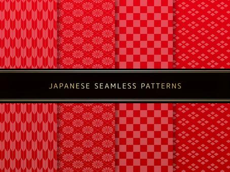 Red gradation × Japanese pattern background set Red gradation × Japanese pattern background set